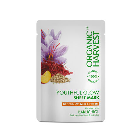 Buy Organic Harvest Youthful Glow Sheet Mask enriched with Bakuchiol (30 gm)-Purplle