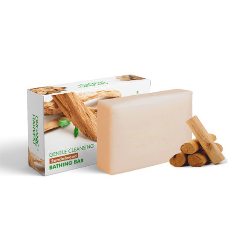 Buy Organic Harvest Sandalwood Soap Bathing Bar, For Skin Moisturisation, Ideal For All Skin Types, 100% Organic, Chemical, Paraben & Sulphate Free a€“ 125 gm Each (Pack of 1)-Purplle