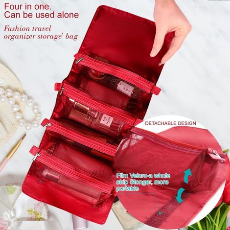 hanging roll up makeup organizer and travel bag Roll-Up Easily place travel Cosmetic Pouch Roll Up Organizer