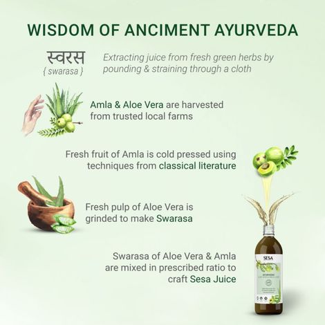 Sesa Ayurvedic Aloe Vera & Amla Juice - For Healthy Hair, Skin, Digestion &  Immunity | No Added Sugar, Colour or Flavour | 1 Litre