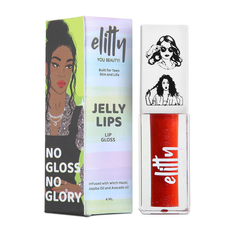 Buy Elitty Jelly Lips - Lip Gloss- Infused with Witch Hazel, High Shine, Vegan & Cruelty Free- Pretty Extra (Red) - 4 ml-Purplle