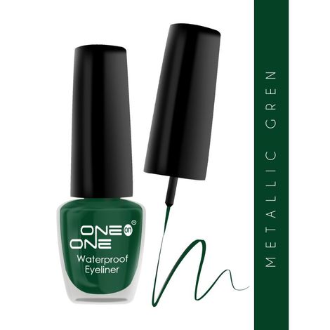 Buy ONE on ONE 24 Hrs Long Lasting & Waterproof Eyeliner, Metallic Green (5 ml)-Purplle