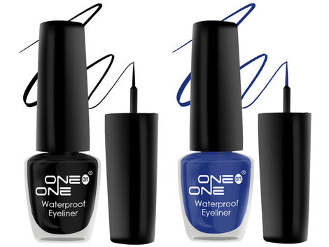 Buy ONE on ONE 24 Hrs Long Lasting & Waterproof Eyeliner, Set of 2 Black and Metallic Blue-Purplle