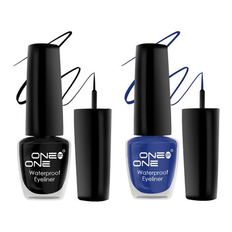 Buy ONE on ONE 24 Hrs Long Lasting & Waterproof Eyeliner, Set of 2 Black and Metallic Blue-Purplle