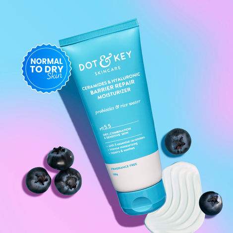 Buy Dot & Key Ceramides & Hyaluronic Skin Barrier Repair + Face Cream with Probiotics & Rice Water | Fragrance Free Face Moisturizer for Dry & Sensitive Skin, 100g-Purplle