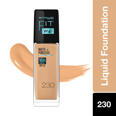 Buy Maybelline New York Fit Me Matte+Poreless Liquid Foundation (With Pump & SPF 22), 230 Natural Buff, 30ml-Purplle