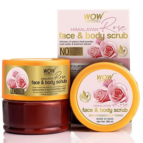 Buy WOW Skin Science Himalayan Rose Face & Body Scrub - with Rose Water & Beetroot Extract - No Parabens, Sulphates, Silicones & Synthetic Color - 200ml-Purplle