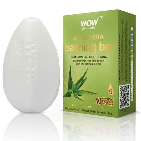 Buy WOW Skin Science Aloe Vera Bathing Soap - Hydrating & Smoothening - with Aloe Vera Extract - Skin-Friendly with 5.5 pH - No Parabens, Mineral Oil, Phthalates, Sulphate - 75g-Purplle