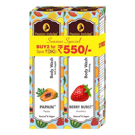 Buy Passion Indulge PAPAIN WITH BERRY BURST Body Wash For soft, supple & Reviving a Skin (1+1) - Pack of 2-Purplle