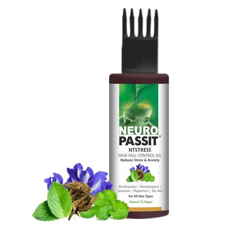 Buy Passion Indulge Natural Neuropassit NTstress Hair fall control & Cooling oil, Reduce Stress & Anxiety | Anti Dandruff | Promote Good Sleep | Natural & Vegan | All Hair Type - 100 ml-Purplle