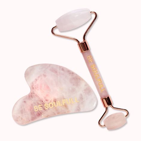 Buy Be Soulfull Rose Quartz Face Sculpting Kit | Natural Pink Stone Gua Sha & Face Roller | Improves blood circulation, skin texture & reduces fine lines | 2 face massaging tools- For both men & women - Combo of 2-Purplle