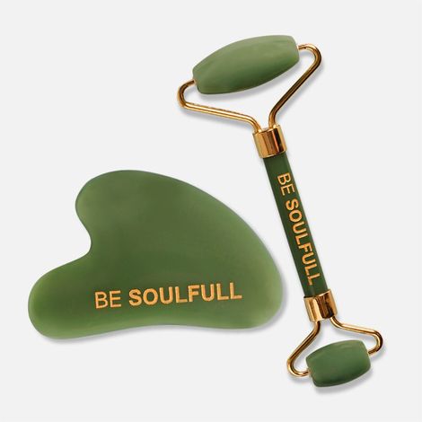 Buy Be Soulfull Jade Stone Texture Refining Kit | Natural Pink Stone Gua Sha & Face Roller | Improves blood circulation, skin texture & reduces fine lines | 2 face massaging tools- For both men & women - 2 PCs-Purplle