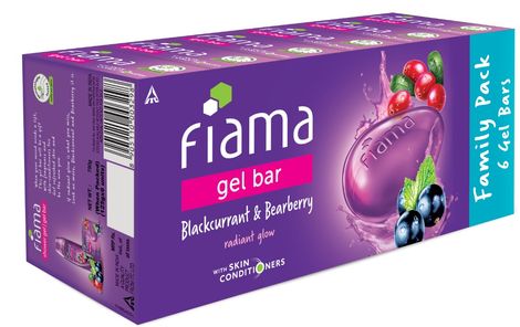 Buy Fiama Gel Bar Blackcurrant and Bearberry, with skin conditioners for moisturized skin 125g soap (Pack of 6)-Purplle