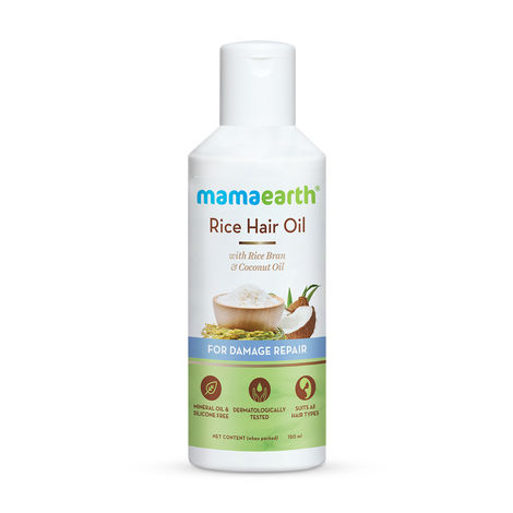 Buy Mamaearth Rice Hair Oil with Rice Bran & Coconut Oil For Damaged, Dry and Frizzy Hair (150 ml)-Purplle