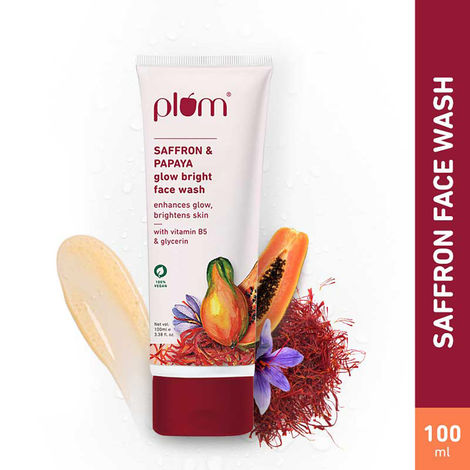 Buy Plum Saffron & Papaya Glow Bright Gel Face Wash For Daily Use, Fights Dull Skin, Gentle & Non-Drying 100 ml-Purplle