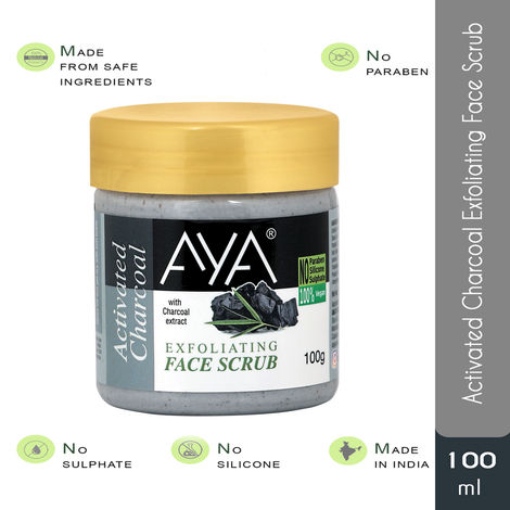 Buy AYA Activated Charcoal Exfoliating Face Scrub, 100 ml | No Paraben, No Silicone, No Sulphate |-Purplle