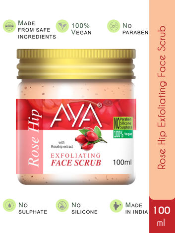 Buy AYA Rosehip Exfoliating Face Scrub, 100 ml | No Paraben, No Silicone, No Sulphate |-Purplle