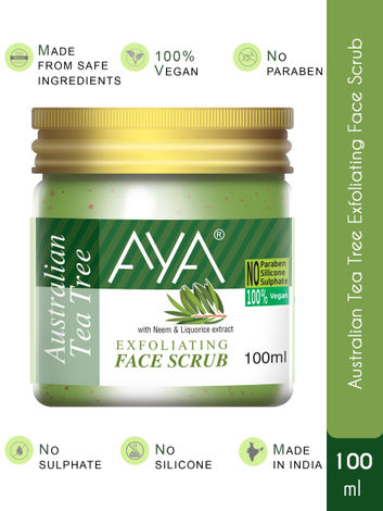 Buy AYA Australian Tea Tree Exfoliating Face Scrub, 100 ml | No Paraben, No Silicone, No Sulphate |-Purplle