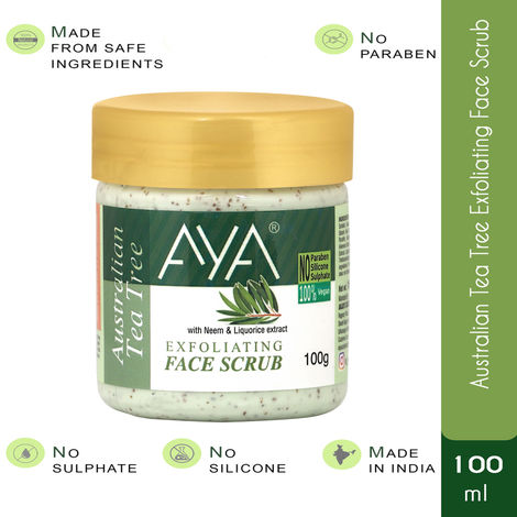 Buy AYA Australian Tea Tree Exfoliating Face Scrub, 100 ml | No Paraben, No Silicone, No Sulphate |-Purplle