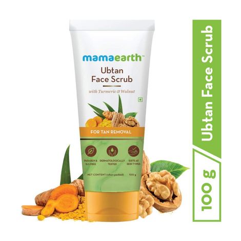 Buy Mamaearth Ubtan Scrub For Face with Turmeric & Walnut for Tan Removal (100 g)-Purplle
