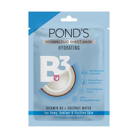 Buy POND'S Hydrating Dewy Radiant Skin, With 100% Natural Coconut Water & Vitamin B3 Sheet Mask, 25 ml-Purplle