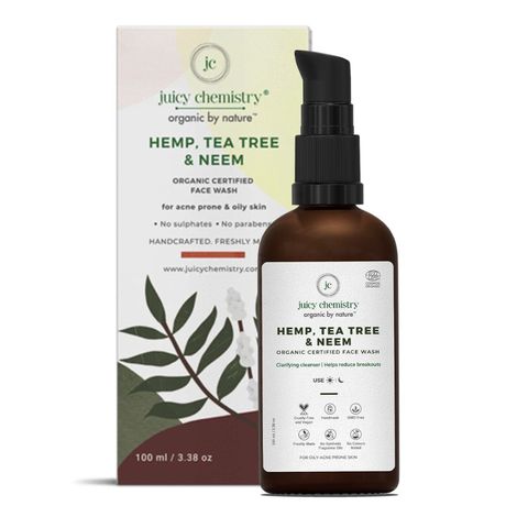 Buy Juicy Chemistry Hemp, Tea Tree & Neem-Organic Face Wash -For Acne Prone & Oily Skin-100ml/3.38oz-Purplle