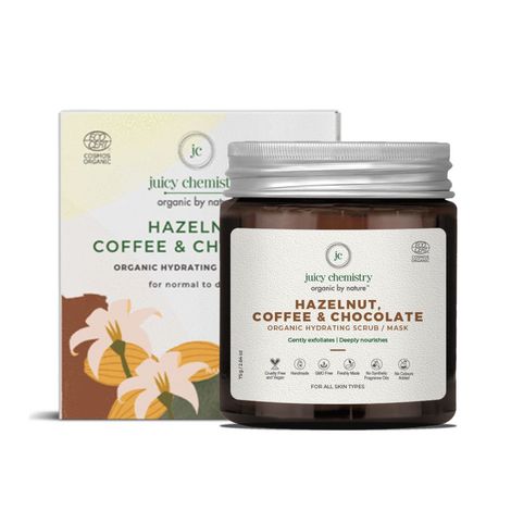 Buy Juicy Chemistry Hazelnut, Coffee & Chocolate Coffee Face Scrub for Dry Skin 75 gm - Certified Organic Scrub for Glowing Skin, for Men & Women-Purplle