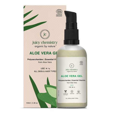 Buy Juicy Chemistry Aloe Vera Gel for Face, Hair & Body - Made with 100% Natural & Pure Aloe Vera Leaf Gel - Certified Organic (100 gms)-Purplle