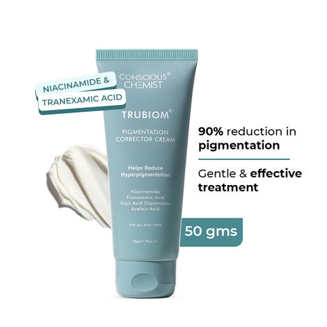 Buy Conscious Chemist Trubiom Pigmentation Corrector Moisturiser | Kojic Acid Face Cream | 50 gm | Azelaic Acid Cream, Face Cream for Men & Women, Niacinamide & Tranexamic Acid, Anti Pigmentation Cream, Reduce Dark Spots, All Skin Type-Purplle