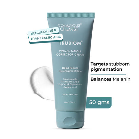Buy Conscious Chemist Trubiom Pigmentation Corrector Moisturiser | Kojic Acid Face Cream | 50 gm | Azelaic Acid Cream, Face Cream for Men & Women, Niacinamide & Tranexamic Acid, Anti Pigmentation Cream, Reduce Dark Spots, All Skin Type-Purplle