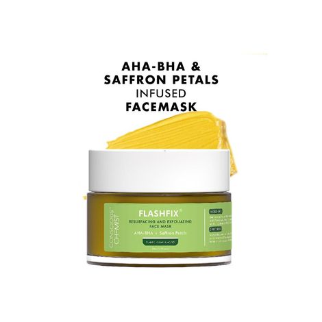 Buy Conscious Chemist Flashfix Exfoliating Face Mask For Oily Acne Prone Skin with Salicylic, Glycolic Acid & Saffron Petals | Removes Blackheads, Anti Acne, De-Tan | Vegan & Cruelty Free | 50 gm-Purplle