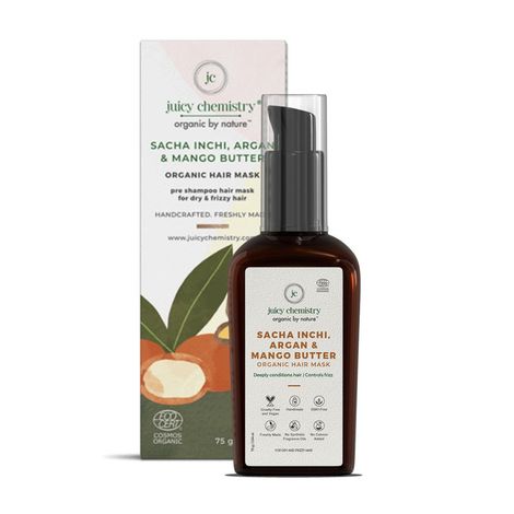 Buy Juicy Chemistry Sacha Inchi, Argan and Mango Butter Hair Mask, 75 g, Organic Hair Mask for Dry & Frizzy Hair - 100% Natural, Pure and Certified, Deeply Conditions-Purplle