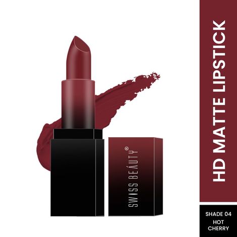 Buy Swiss Beauty HD Matte Lipstick Hot Cherry 04 (3.5 g)-Purplle