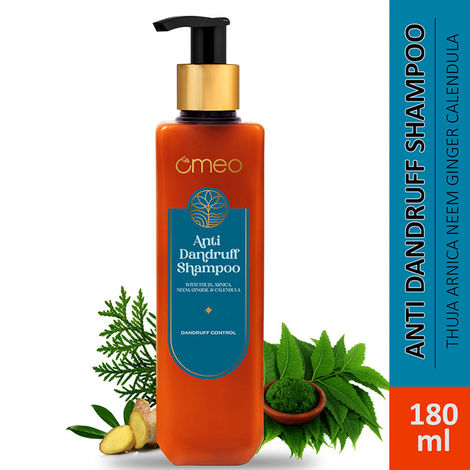 Buy Omeo Anti Dandruff Shampoo With Natural Ingredients of Neem, Ginger, Calendula and Thuja | Clear Dandruff, Gentle on Hair For Men & Women 180 ml-Purplle