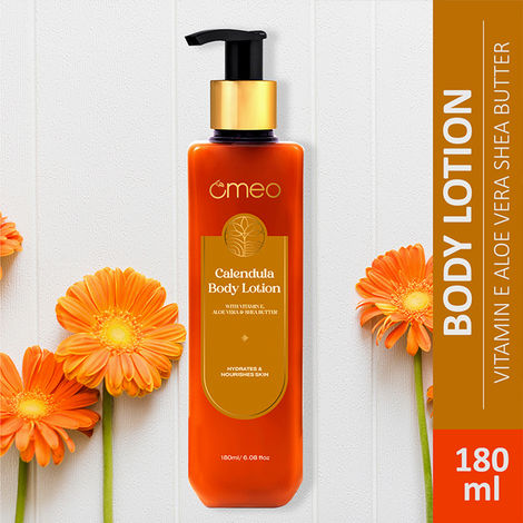 Buy Omeo Calendula Body Lotion for Dry Skin with Goodness of Calendula, Shea Butter, Aloe Vera and Vitamin E | Non-Sticky, Moisturizer Cream, Glow, for Women & Men- 180 ml-Purplle