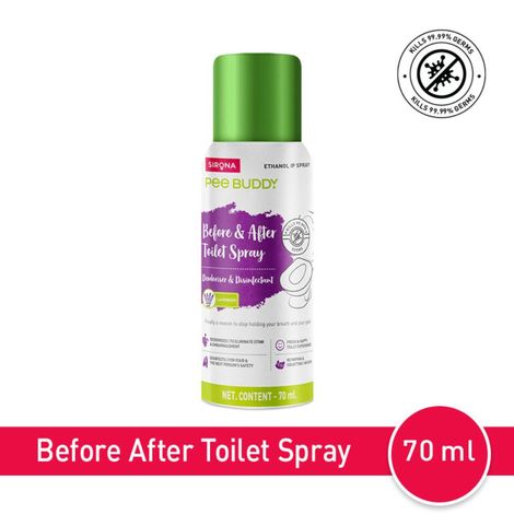 Buy PeeBuddy Lavender Spritz Toilet Seat Sanitizer Spray (70 ml), Toilet Deodorizer & Disinfectant-Purplle
