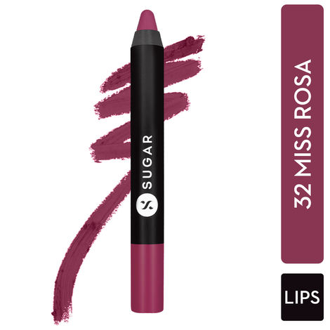 Buy SUGAR Cosmetics - Matte As Hell - Crayon Lipstick -32 Miss Rosa (Dusky Rose) - 2.8 gms -With Free sharpner-Purplle