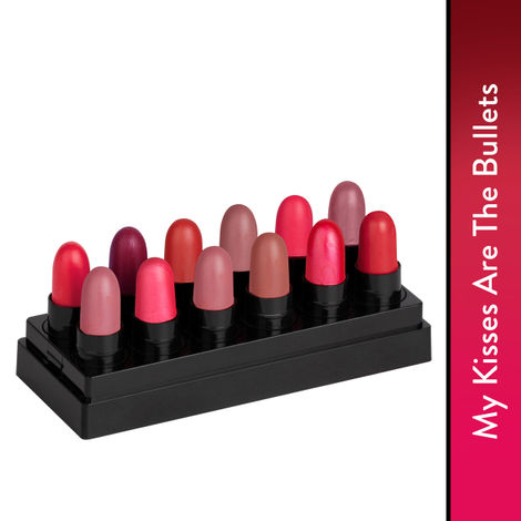Buy Stay Quirky Lipstick Soft Matte Minis|12 in 1|Long lasting|Smudgeproof|Multicolored| - My Kisses Are The Bullets Set of 12 Mini Lipsticks Kit 3 (14.4 g)-Purplle
