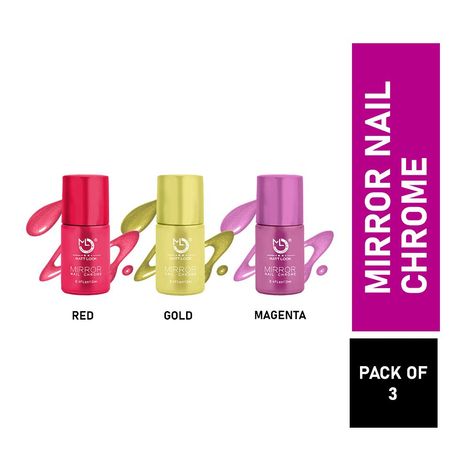 Buy Matt look Shine Like Mirror Nail Chrome, Multilcolor-B Red, Gold & Pink, PO3 (36ml)-Purplle