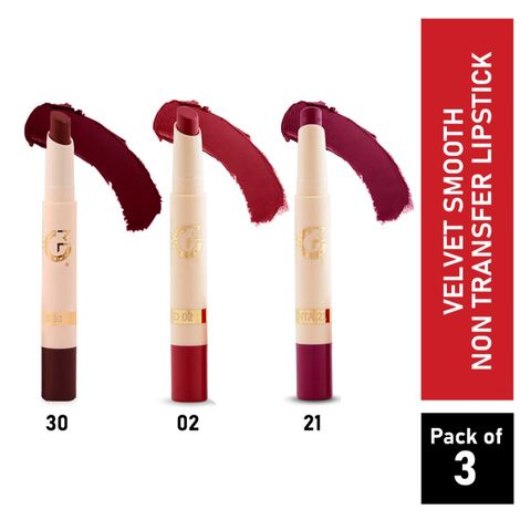 Buy Matt look Velvet Smooth Non-Transfer, Long Lasting & Water Proof Lipstick, Divine Wine, Blood Red & Deep Magenta PO3 (6 gm)-Purplle