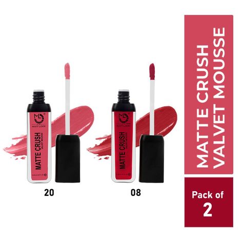 Buy Matt look Matte Crush Velvet Mousse Lipstick, Rose Pink & Maroon, PO2 (20ml)-Purplle