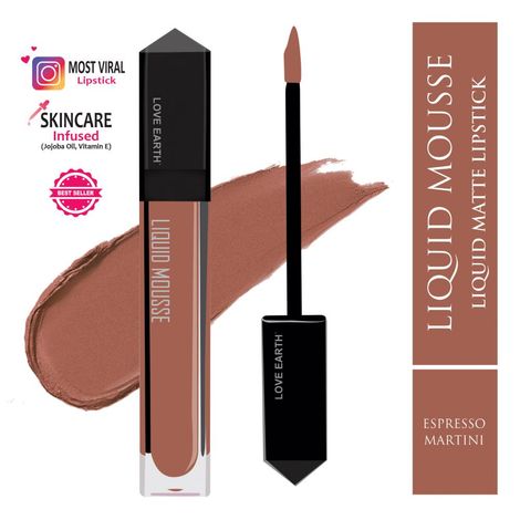 Buy Love Earth Liquid Mousse Lipstick - Espresso Martini Matte Finish | Lightweight, Non-Sticky, Non-Drying,Transferproof, Waterproof | Lasts Up to 12 hours with Vitamin E and Jojoba Oil - 6 ml-Purplle