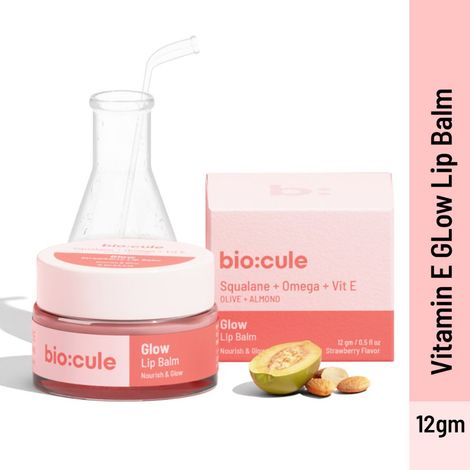 Buy Biocule Vitamin E Strawberry Glow Lip Balm For Glowing Lips & Deep Moisturization 100% Natural 12G-Purplle