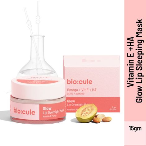 Buy Biocule Vitamin E + Ha Glow Lip Overnight Sleeping Mask For Glowing Lips 100% Natural 15G-Purplle