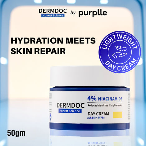 Buy DERMDOC 4% Niacinamide Day Cream (50g) | Ultra Lightweight Gel-Based Texture | Oily Skin Friendly | Glow Boosting & Skin Brightening | Face Cream-Purplle
