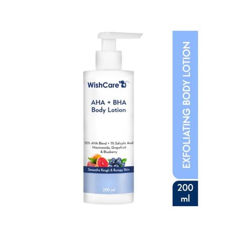Buy WishCare AHA + BHA Body Lotion -10% AHA + 1% Salicylic Acid- Niacinamide, Grapefruit & Blueberry-Purplle