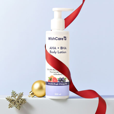 Buy WishCare AHA + BHA Body Lotion for DeTan-10% AHA + 1% Salicylic Acid- Niacinamide, Grapefruit & Blueberry - 200 ml-Purplle