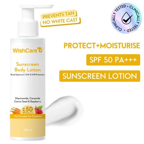 Buy WishCare SPF50 Sunscreen Body Lotion - Broad Spectrum UVA & UVB Protection-For Everyday Sun Protection - 200 ml-Purplle