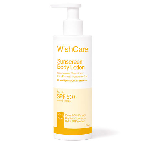 Buy WishCare Sunscreen Body Lotion SPF50 PA+++|In-Vivo Tested|Dermat Approved UVA & UVB Protection|Long Lasting & Deep Hydration with No White Cast|Prevents Tanning|For Men & Women|200 ml-Purplle