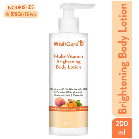Buy WishCare Multi-Vitamin Brightening Body Lotion - 5% Vitamin C,5% Niacinamide(B3), D-Panthenol(B5), Vitamin-E, Hyaluronic Acid & Ceramide - 200 ml-Purplle